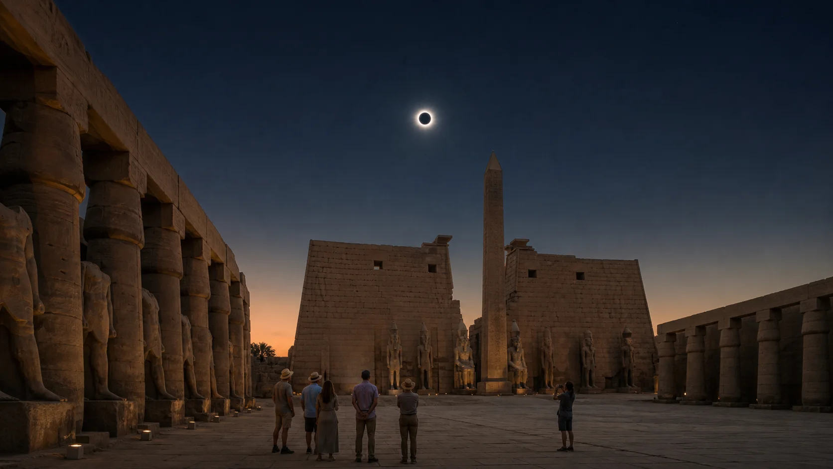 Luxor Temple Under Totality, Royal Nile Villas, Luxor West Bank, Egypt