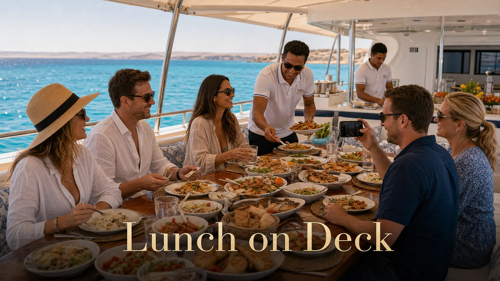 Lunch on Deck, Hurghada, Red Sea, Egypt